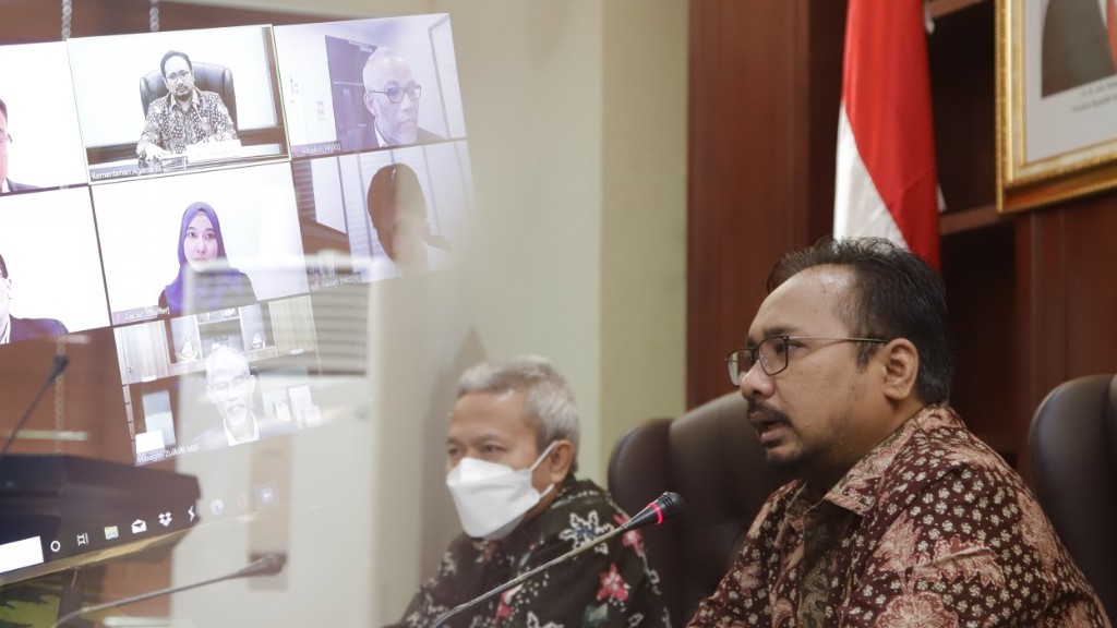 Menag sampaikan tanggapan pada rapat dengan Pemerintah Singapura membahas toleransi beragama secara daring di Jakarta, Kamis (06/05)