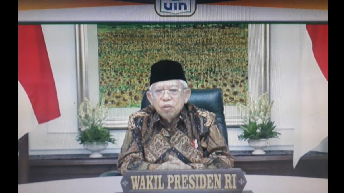Wapres KH Ma’ruf Amin menyampaikan orasi ilmiah secara virtual pada Dies Natalis Ke-64  UIN Jakarta, Kamis (20/5/2021)