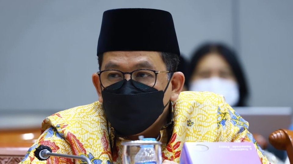 Wakil Menteri Agama Zainut Tauhid Sa'adi saat mengikuti Rapat Kerja bersama Komisi VIII DPR, Jakarta, Rabu (2/5/2021)