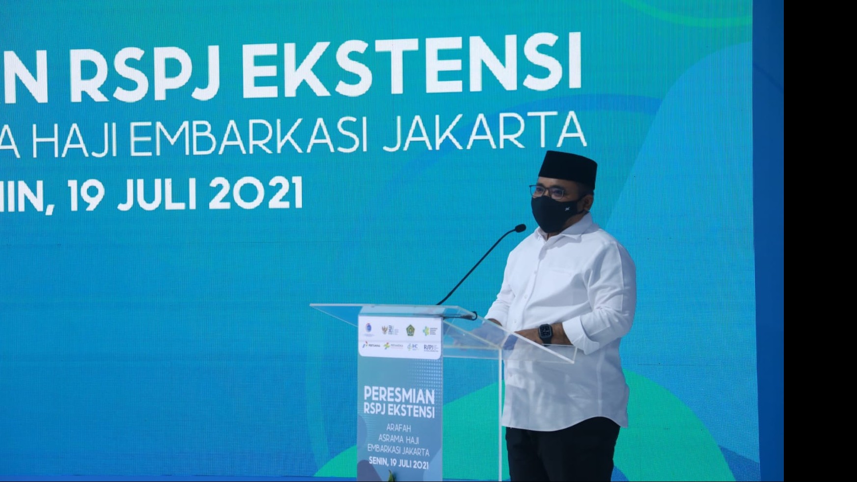 Menteri Agama Menyampaikan Sambutan Pada Peresmian RSPJ Ekstensi Arafah Asrama Haji Jakarta