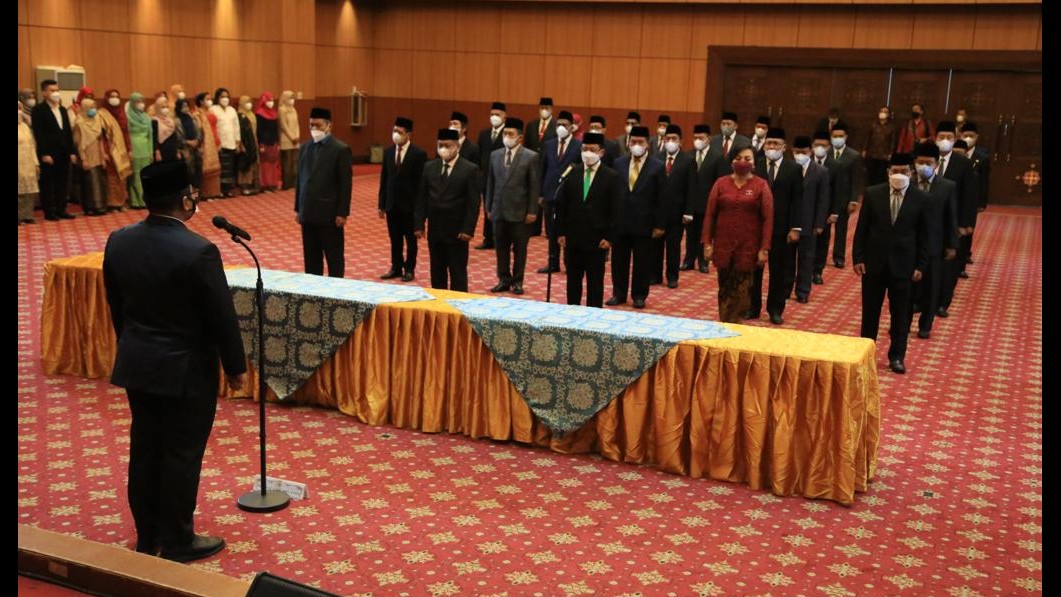 Menteri Agama Yaqut Cholil Qoumas melantik 29 Pejabat Eselon I dan II Kemenag, Rabu (27/4/2022)