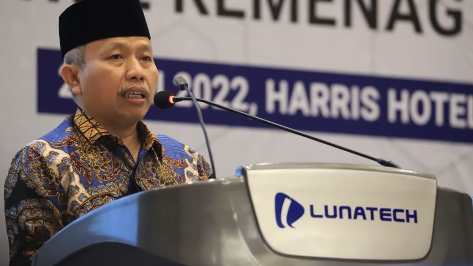 Sekjen Kemenag Nizar Ali dalam Acara Transformasi Digital Kementerian Agama di Semarang, Jawa Tengah (27/5/2022).