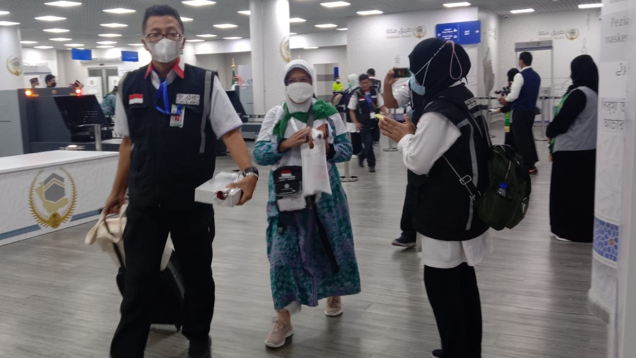 Jemaah haji JKG 8 tiba di Bandara AMAA Madinah, Kamis (9/6/2022) pagi