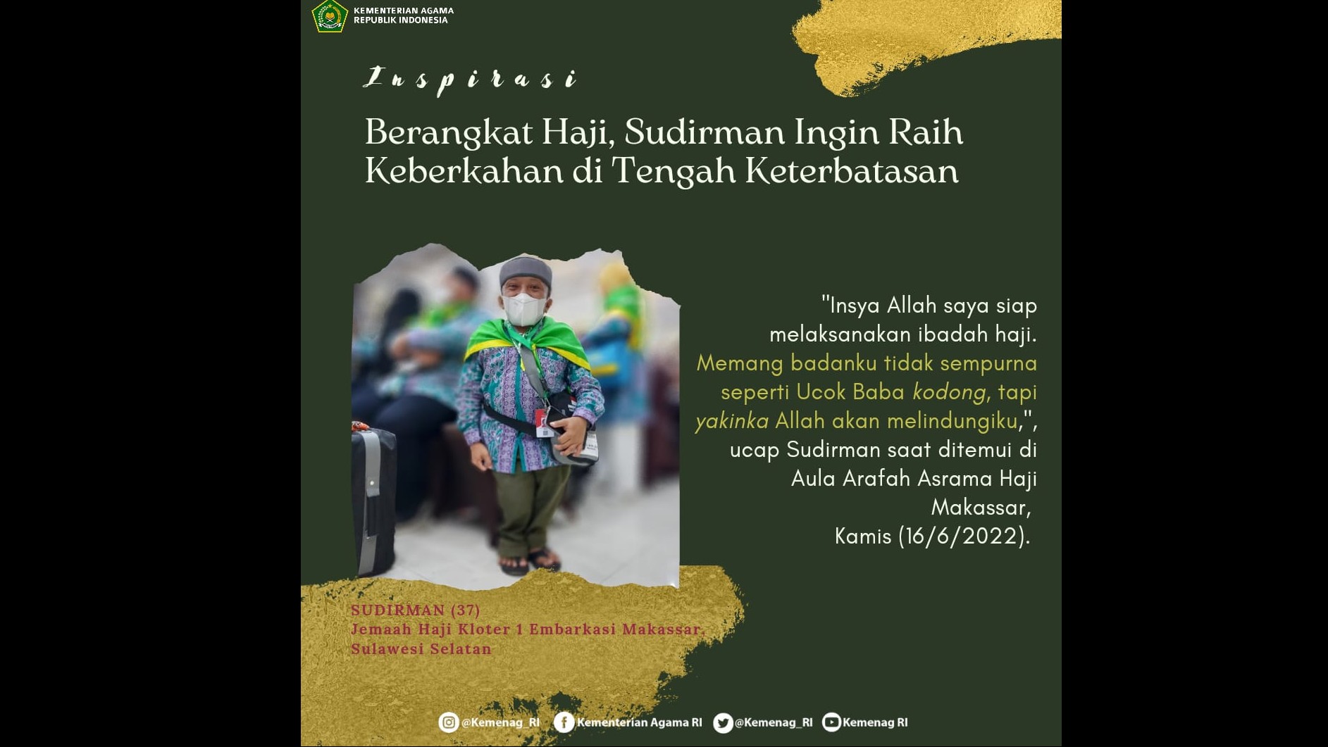 Sudirman, Jemaah Haji Asal Kota Makassar