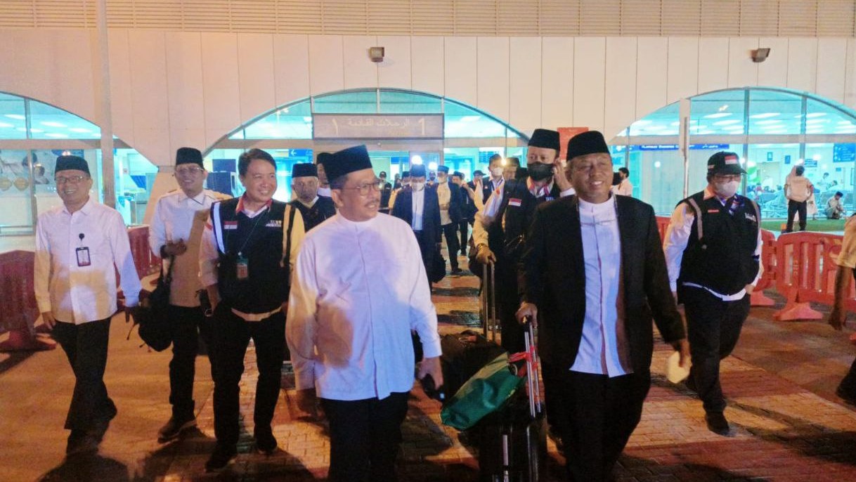 Delegasi Amirul Haj Indonesia saat sampai di terminal lama Bandara Jeddad
