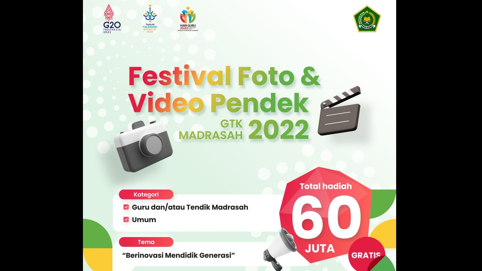 Festival Foto dan Video Pendek Guru dan Tenaga Kependidikan (GTK) Madrasah 2022