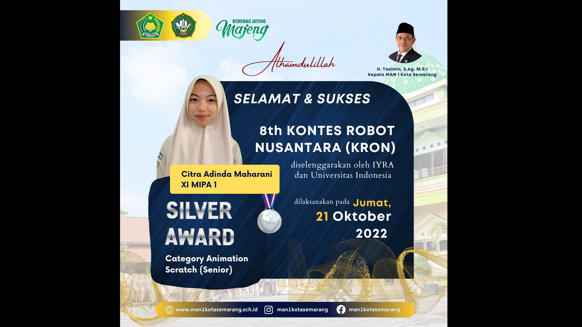 Citra Adinda Maharani, siswa MAN 1 Kota Semarang peraih prestasi di bidang robotik
