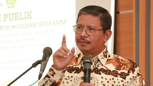 Kaban Suyitno memberi pengarahan pada Uji Publik Buku Tafsir Tematik Moderasi Beragama di Solo, Kamis (24/11/2022).