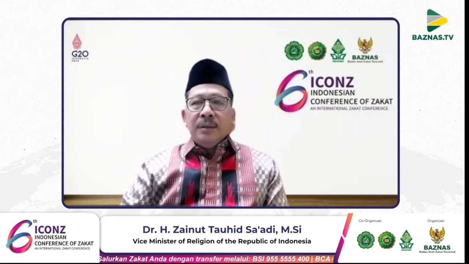 Wamenag Zainut Tauhid Sa'adi membuka The 6th Indonesian Conference of Zakat (ICONZ)