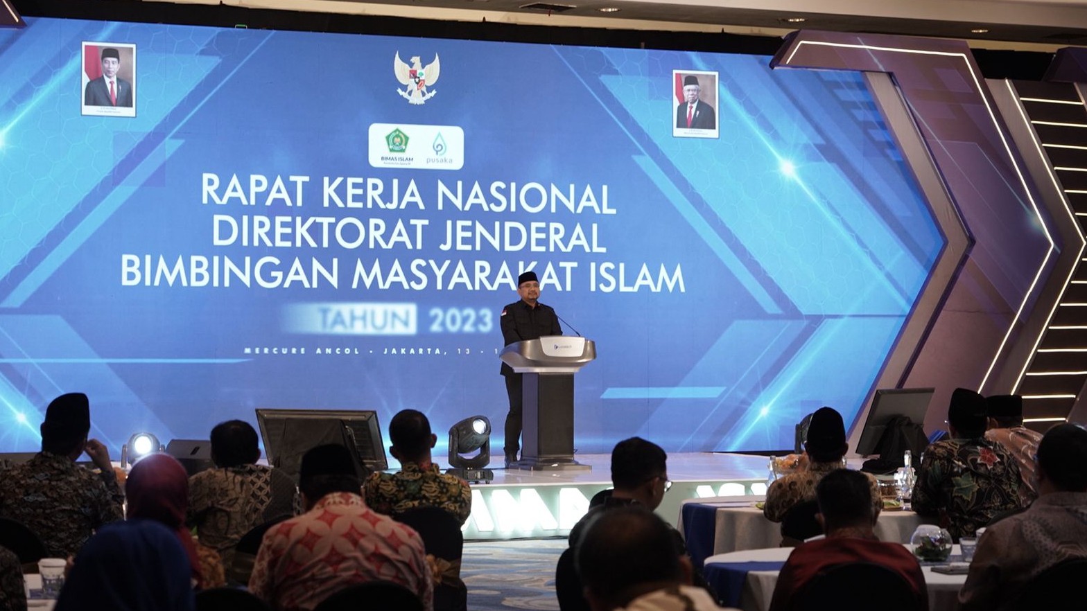 Menag Yaqut Menyampaikan Arahan pada Rakernas Bimas Islam, Jakarta, Selasa (14/2/2023)