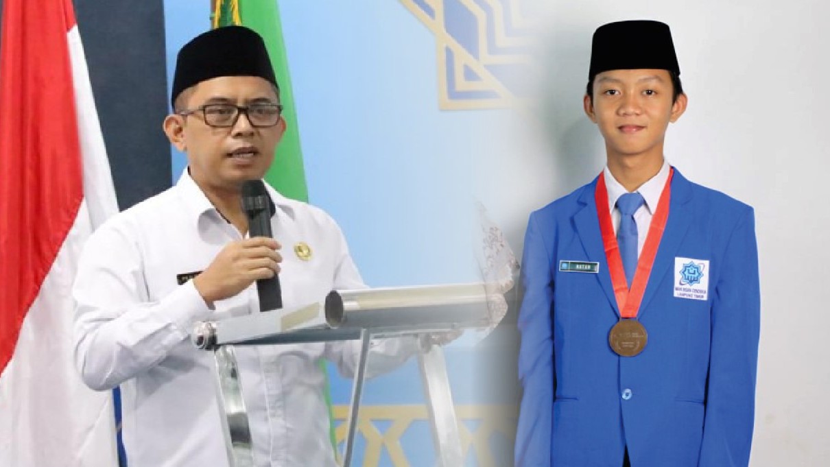 Granata Van Ridho, siswa  Madrasah Aliyah Negeri (MAN) Insan Cendekia (IC) Lampung Timur (jas biru)