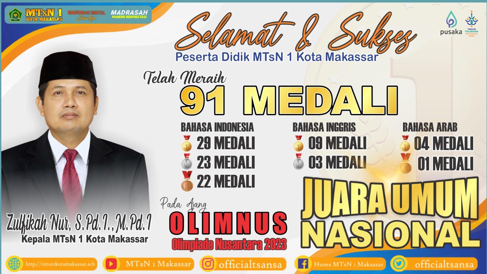 MTsN 1 Kota Makassar raih 91 medali