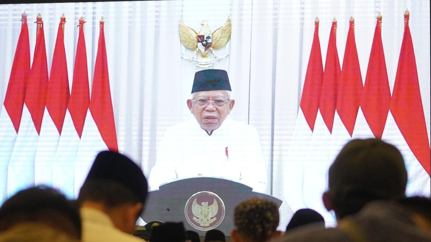 Wakil Presiden RI Maruf Amin saat memberi Arahan pada Peringatan Nuzulul Quran (7/4/2023).