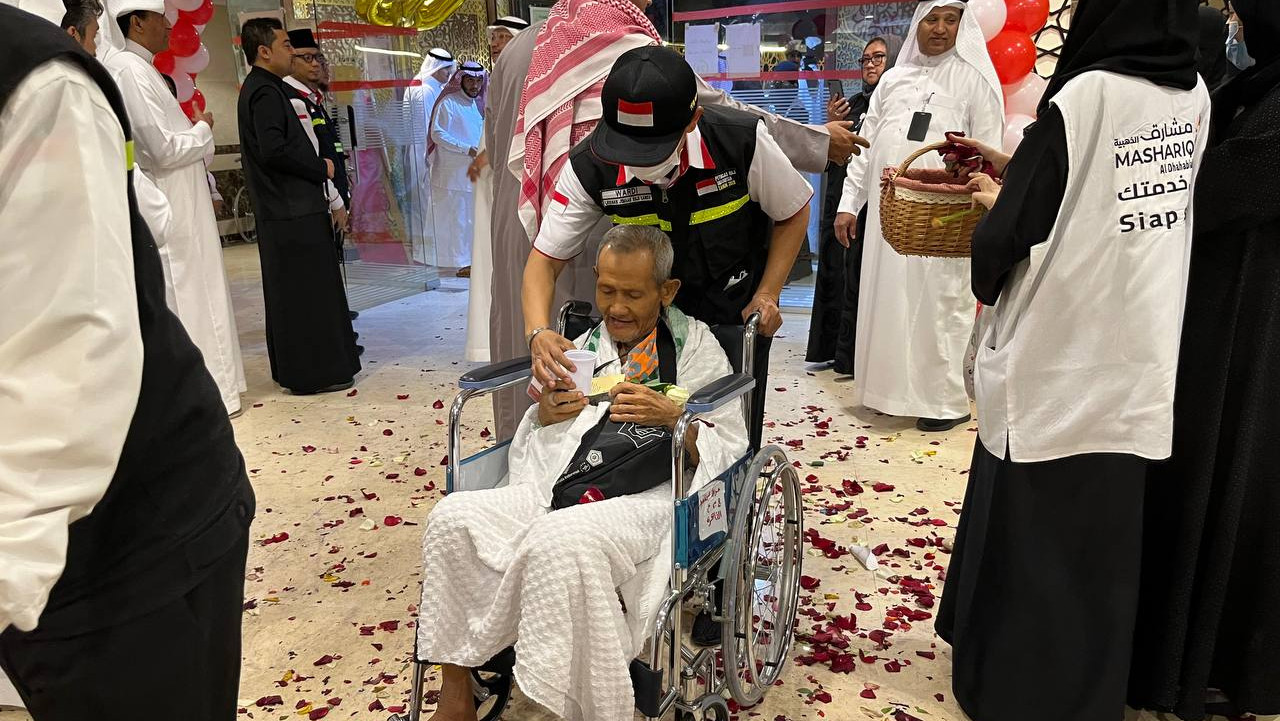 Salah Satu Jemaah Disambut Di Kota Makkah