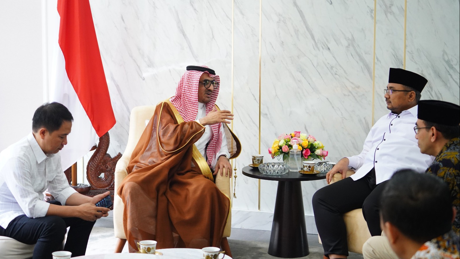 Menag menerima kehadiran Dubes Saudi untuk Indonesia Faisal bin Abdullah Al -Amudi, Rabu (14/6/2023)