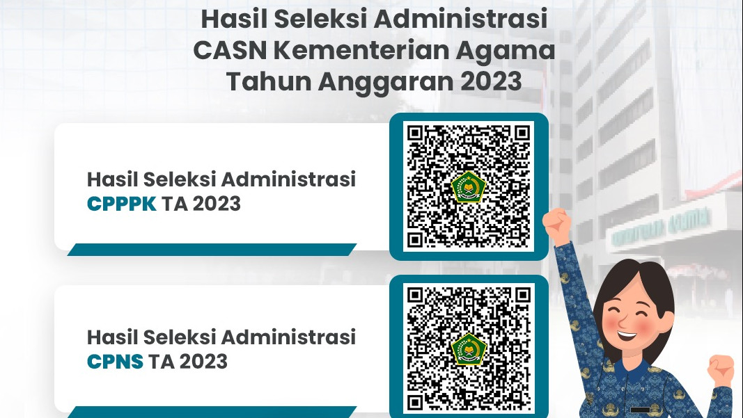 Pengumuman hasil seleksi administrasi calon PNS dan calon PPPK Kemenag tahun 2023