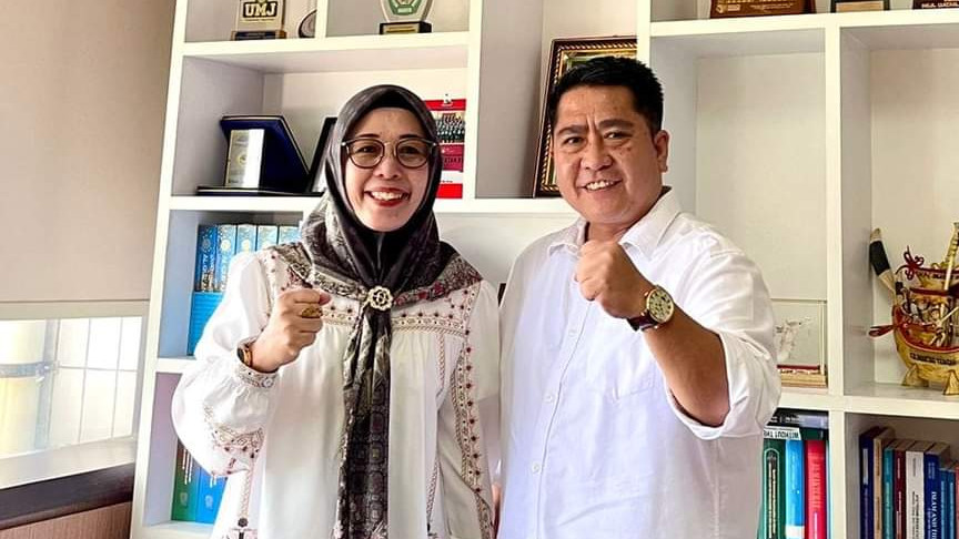 Rektor UIN Palembang Nyayu Khadijah bersama Direktur Perguruan Tinggi Agama Islam Ahmad Zainul Hamdi
