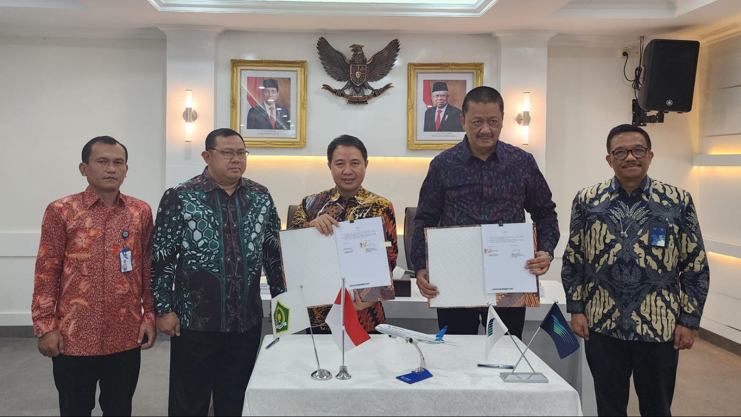 Kemenag dan Garuda Indonesia tanda tangan perjanjian kerja sama penerbangan haji, Kamis (22/2/2024)