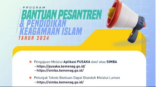 Program Bantuan Pesantren dan Pendidikan Keagamaan Islam 2024 Dibuka, Daftar di sini!