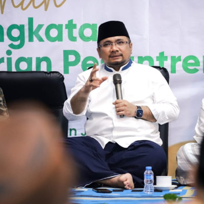 Menteri Agama Yaqut Cholil Qoumas dalam Saresehan Peningkatan Kemandirian Pesantren di Jombang