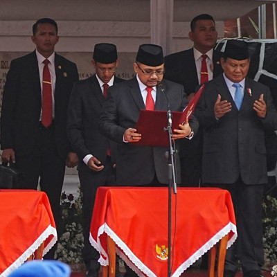 Menteri Agama  RI Yaqut Cholil Qoumas Menghadiri dan Membacakan Naskah Doa pada Upacara Peringatan Hari Kesaktian Pancasila Tahun 2023 di Monumen Pancasila Sakti, Lubang Buaya, Jakarta Timur, Minggu 1 Oktober 2023.